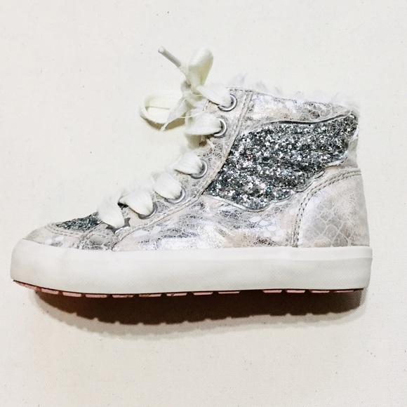 Next Kids Silver Angel Wing Faux Fur High-Tops